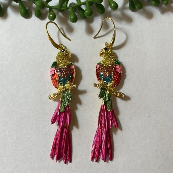 Parrot Bird Drop Earrings - Picture 7 of 13